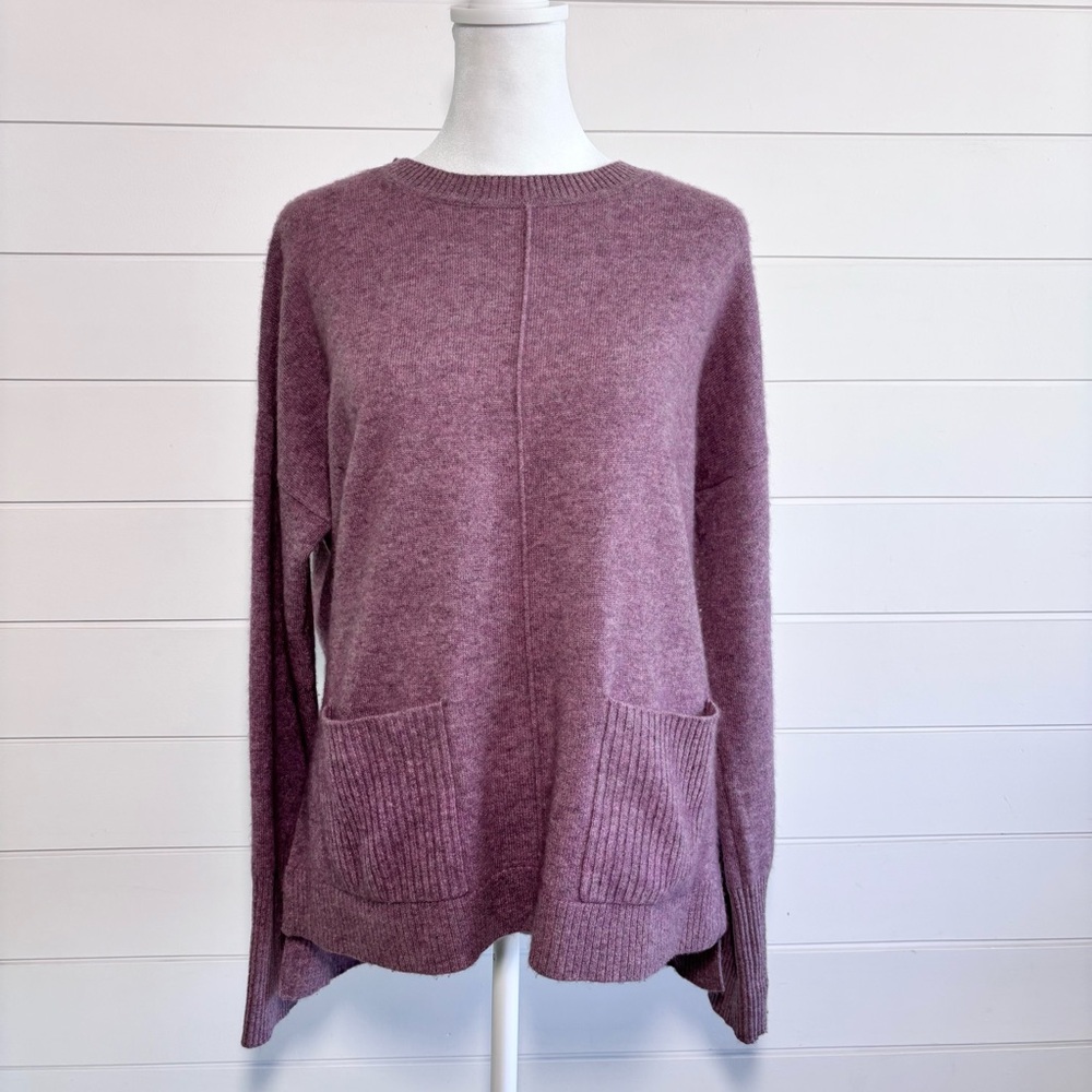 TAHARI Pure Luxe Cashmere Crew Neck Sweater Mauve Purple Size M - Picture 3 of 12